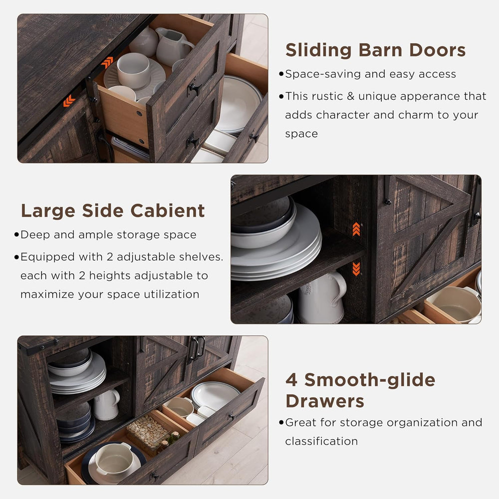 T4TREAM Farmhouse Sideboard Buffet Cabinet with Storage, 31.2'' Tall ...