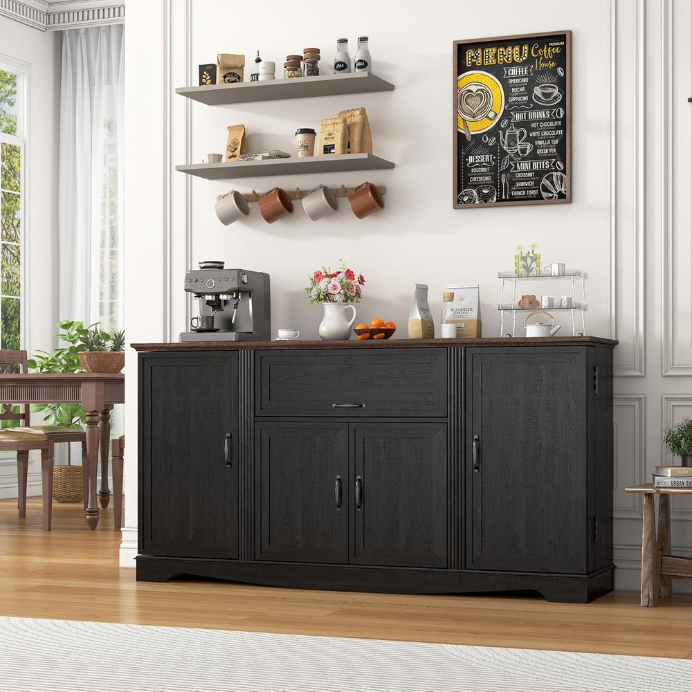 65" Sideboard Buffet Cabinet with Storage, Farmhouse Kitchen Pantries Si...