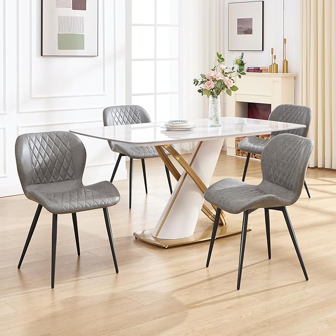 Dining Chairs Set of 6, Comfy Modern Dining Chairs with Thick Cushions, Uphol...