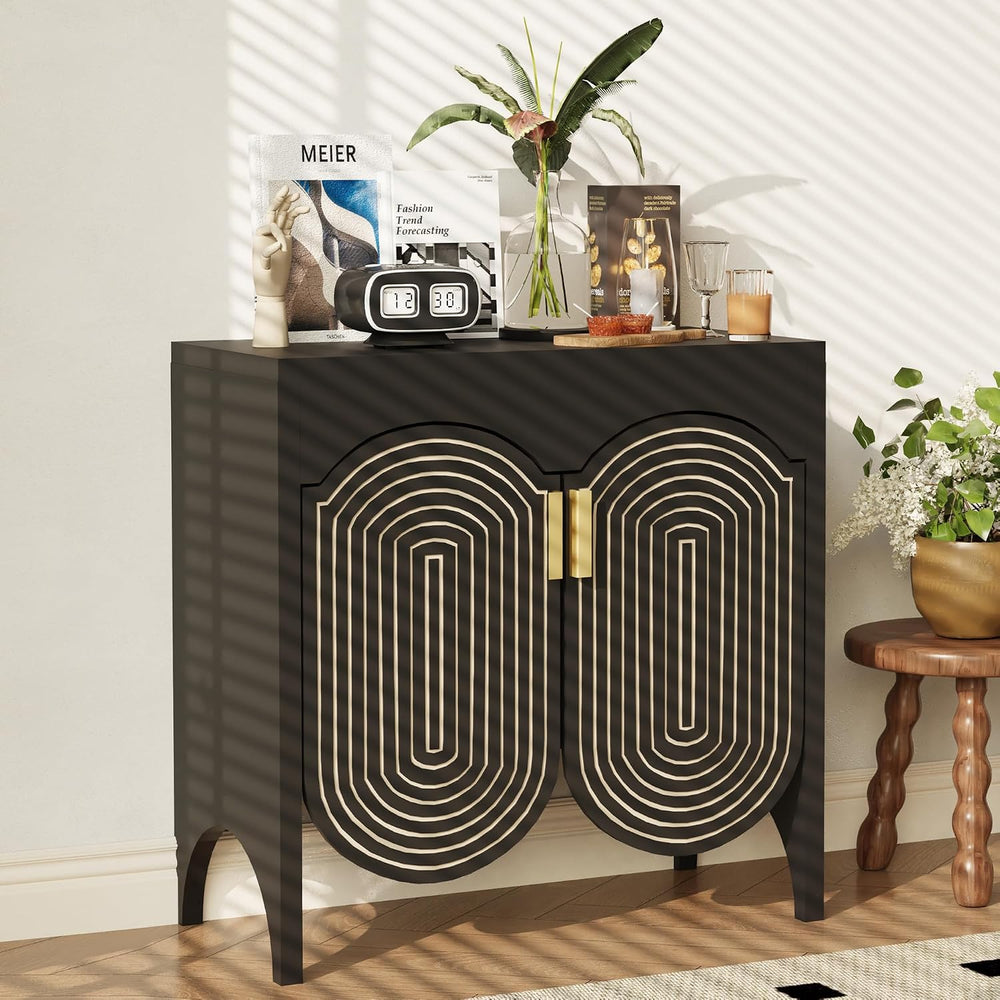 FurSch Fluted Sideboard Cabinet with Storage,Buffet Cabinet with Adjustable S...