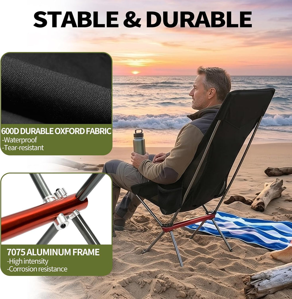 SHALLWE Camping Chairs, All Aluminum Frame Portable Folding Camp Chair for Ad...