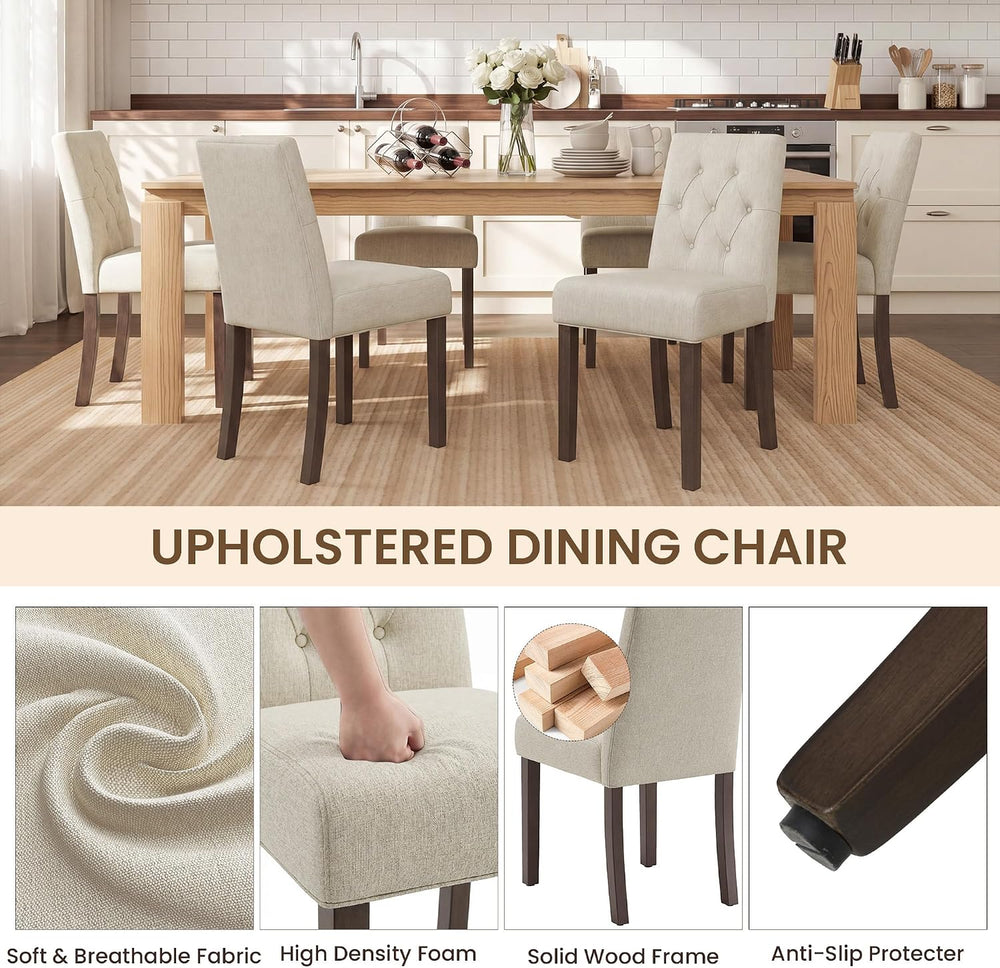 Dining Chairs Set of 2, Parsons Chairs for Small Spaces, Light Beige | Modern...