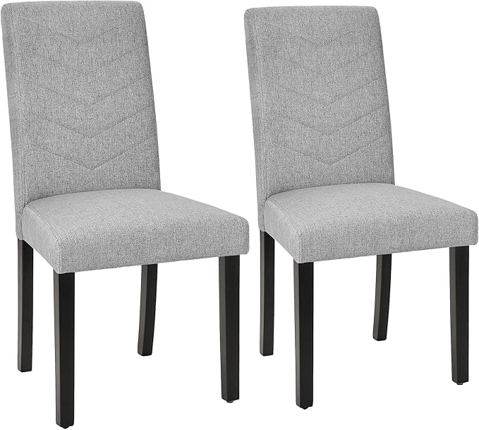 VECELO Upholstered Dining Chairs Set of 2, Fabric Wood Legs High Back for Kit...