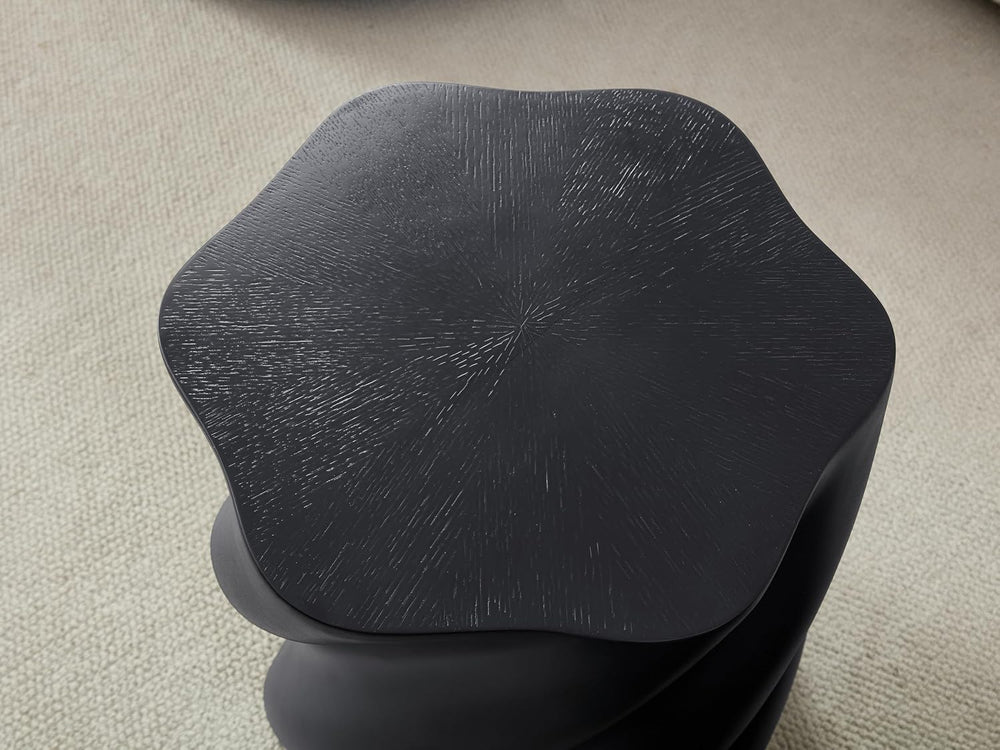 Modern Sculptural Fiberglass End Table, Organic Twisted Accent Stand, Contemp...