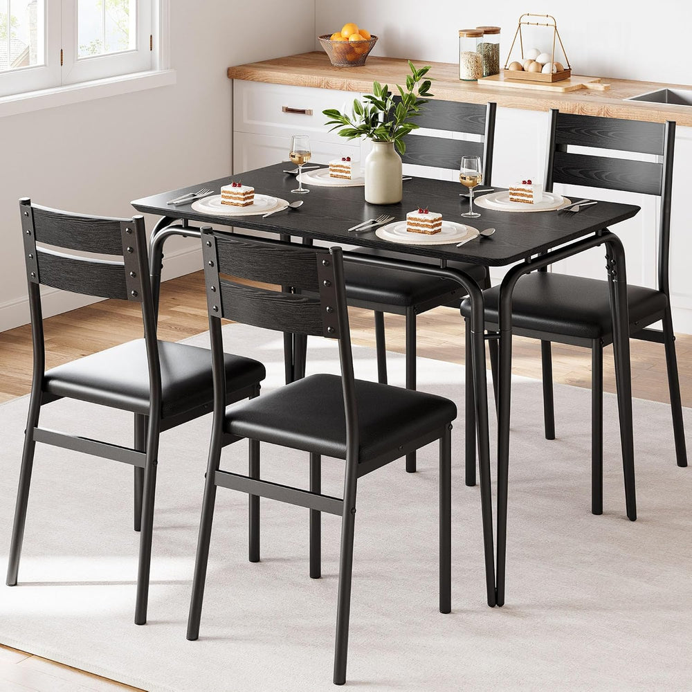 GarveeHome Dining Table for 4, Small Table and Chairs Set of 4, Square Dinett...