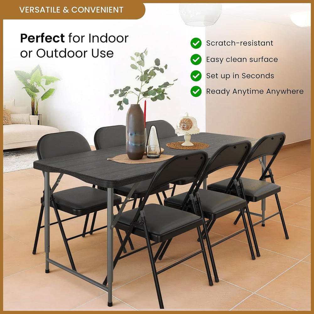 5.5 Feet ADJUSTABLE Foldable Table with Built in Handle & Steel Legs | 5....