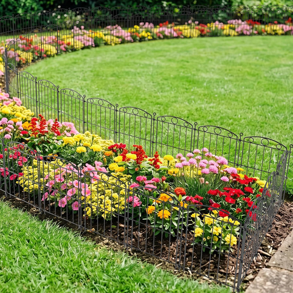 Decorative Garden Fence 17in x 50ft, 50 Panels No Dig Fence, Metal Fencing