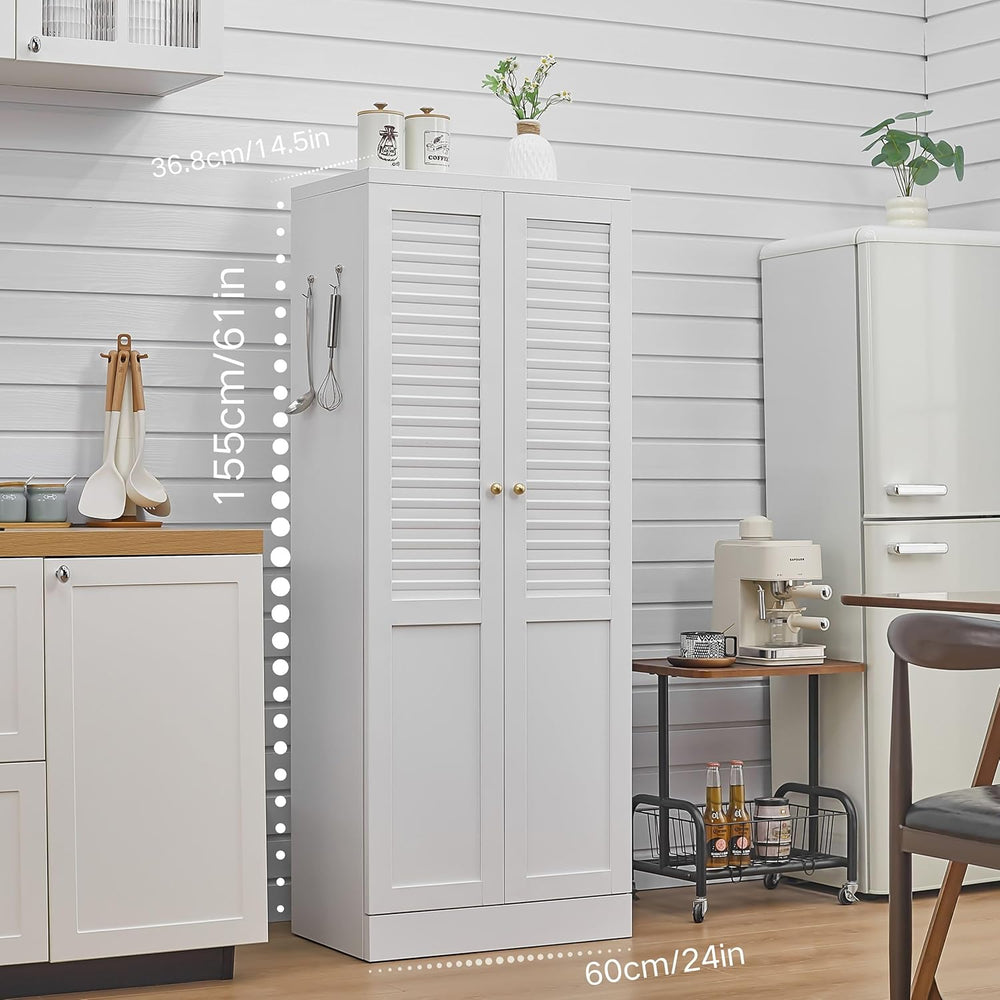 Metal Pantry Cabinet, Freestanding Kitchen Storage Cabinet with Doors and 4 A...