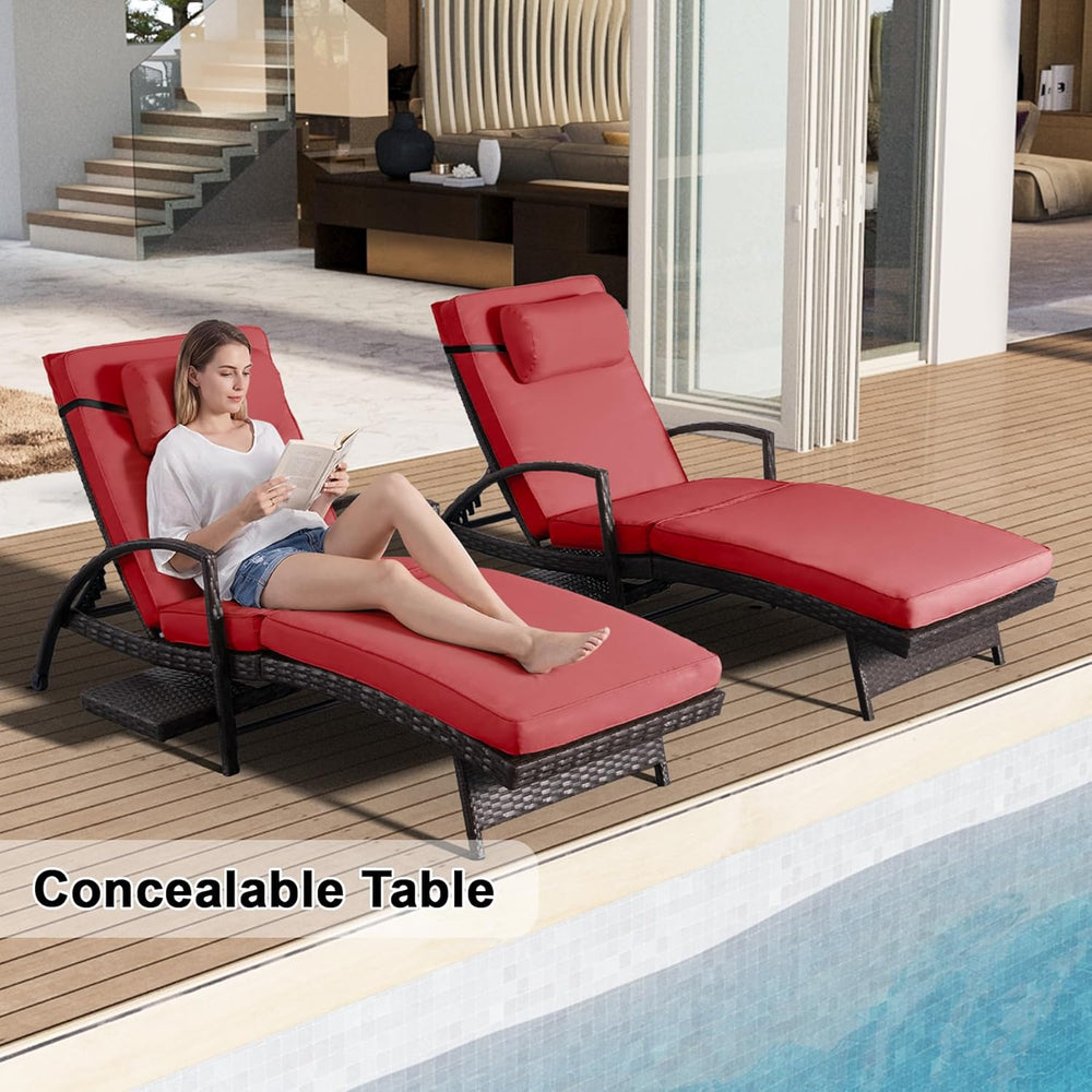 Outdoor Patio Chaise Chair Wicker Lounge Chairs for Outside Pool Chaise Loung...