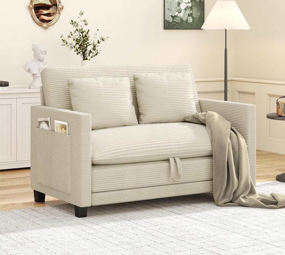 XVD 51 Inch Convertible Sofa Bed Sleeper with Storage Pockets & 2 Pillows...