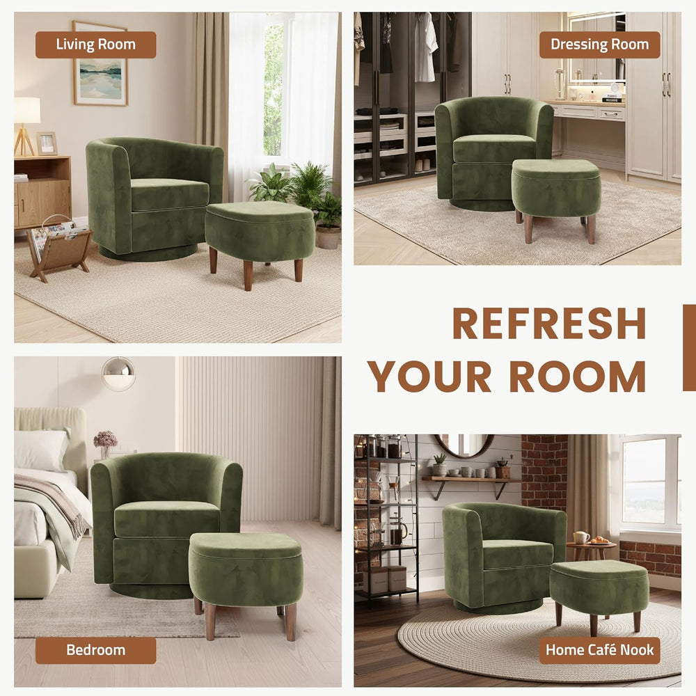 360° Swivel Accent Chair and Storage Ottoman Set of 2