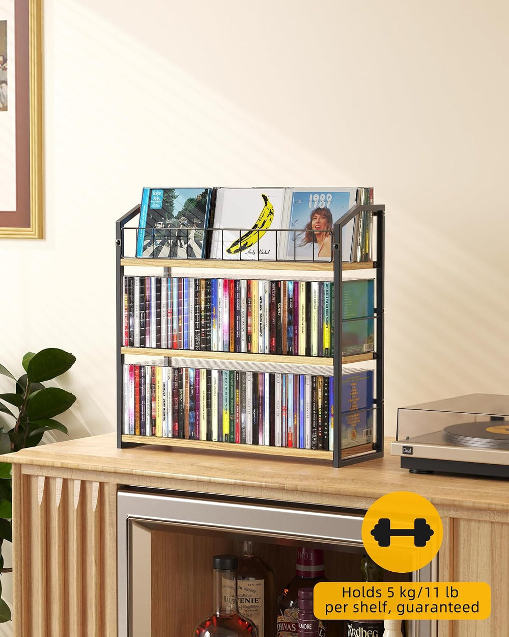 3-Tier CD Holder, CD Storage Rack for Non-slip Feet, Premium Display Organize...