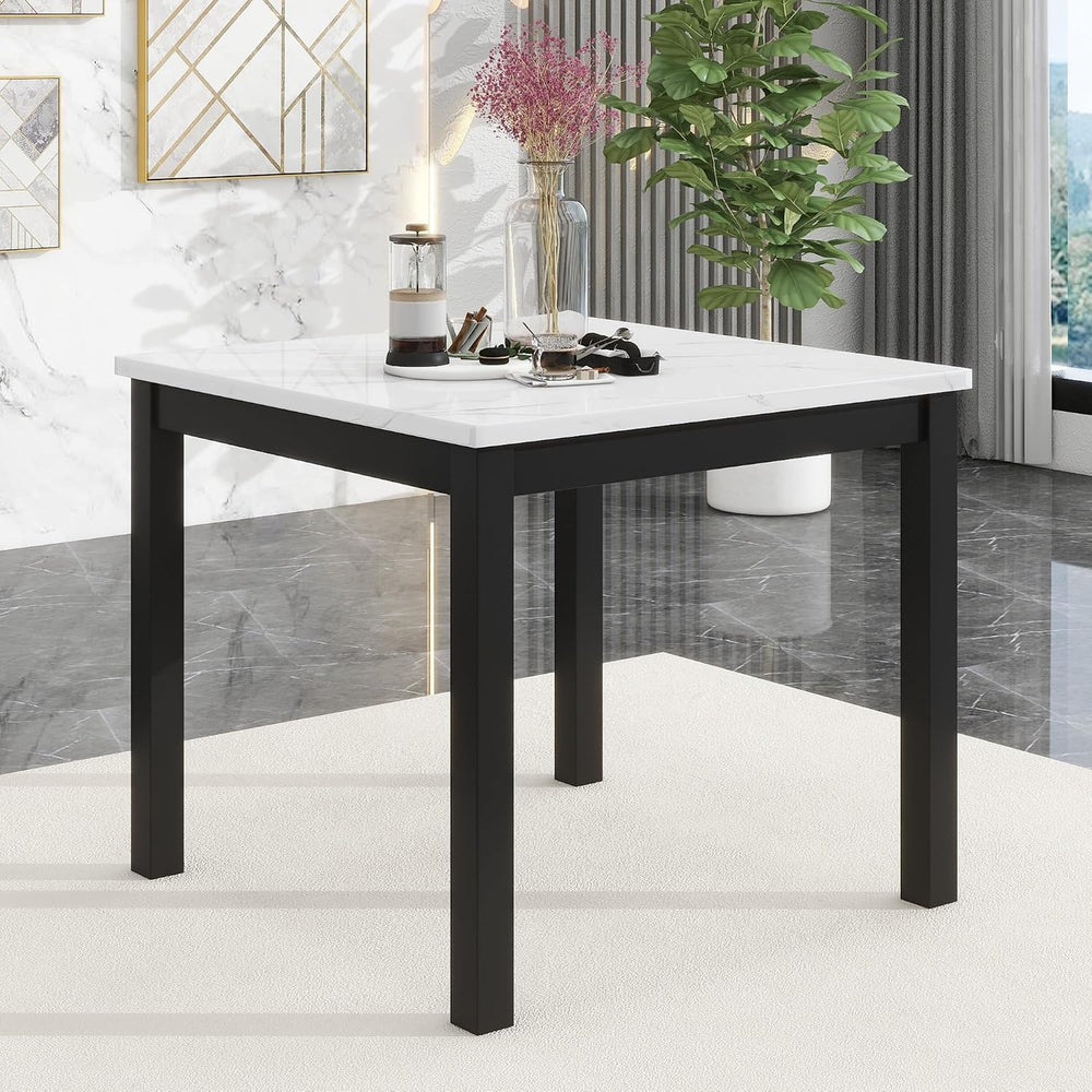 Merax Dining Table Set, 5 Piece Counter Height Dining Table Set with Faux Mar...