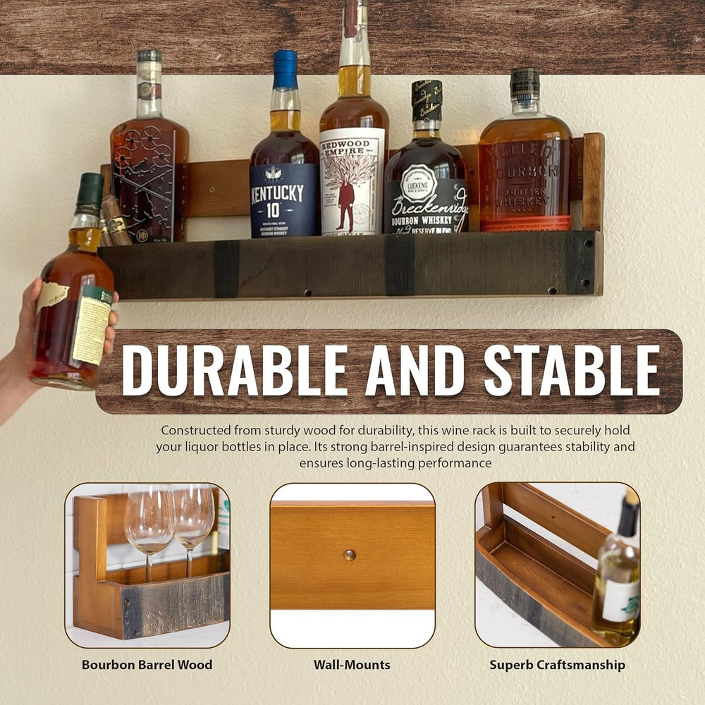 Liquor Bottle Display Shelf – Whiskey, Wine & Bourbon Bar Shelf, Set of 2...