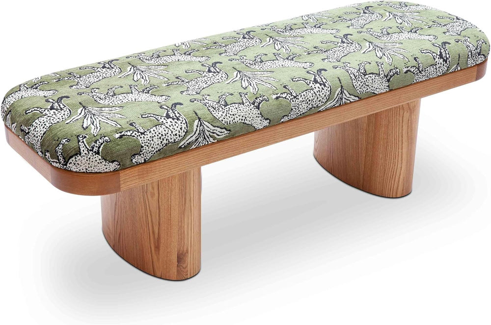 First of a Kind Bench in Olive Green Jacquard