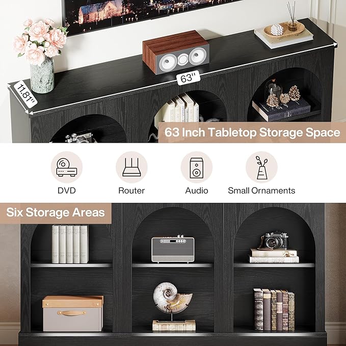 Tribesigns TV Stand for 55/60/65 Inch TV, Farmhouse Entertainment Center with...