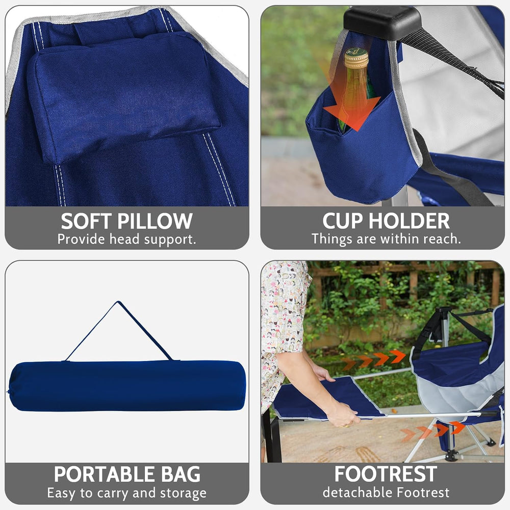 2-Pack Aluminum Hammock Chair with Footrest, Oversized Portable Folding Swing...