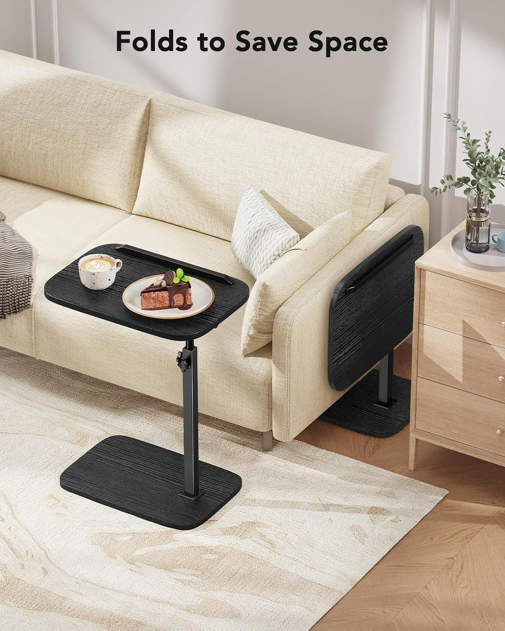 HUANUO TV Tray with Height Adjustment, 360° Swivel, 90° Tilt, Black | 19"...