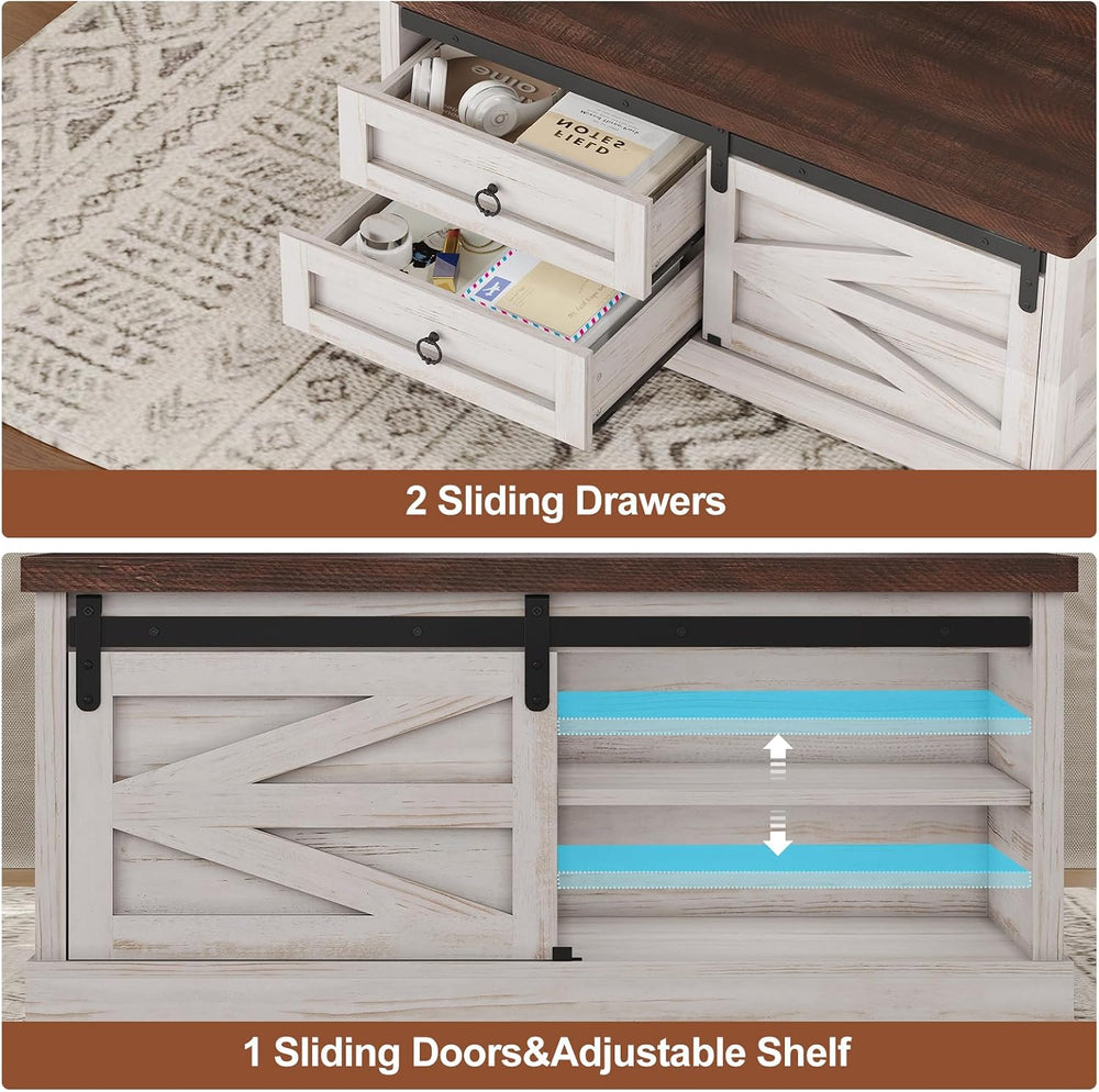 Itaar 39.4'' Lift Top Coffee Table with Storage, Farmhouse Coffee Tab...