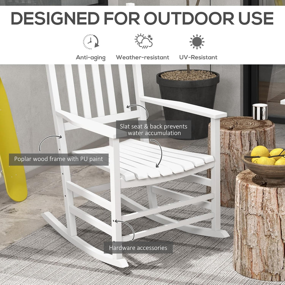 Outsunny Outdoor Rocking Chair Set of 2 with Side Table, Patio Wooden Rocking...