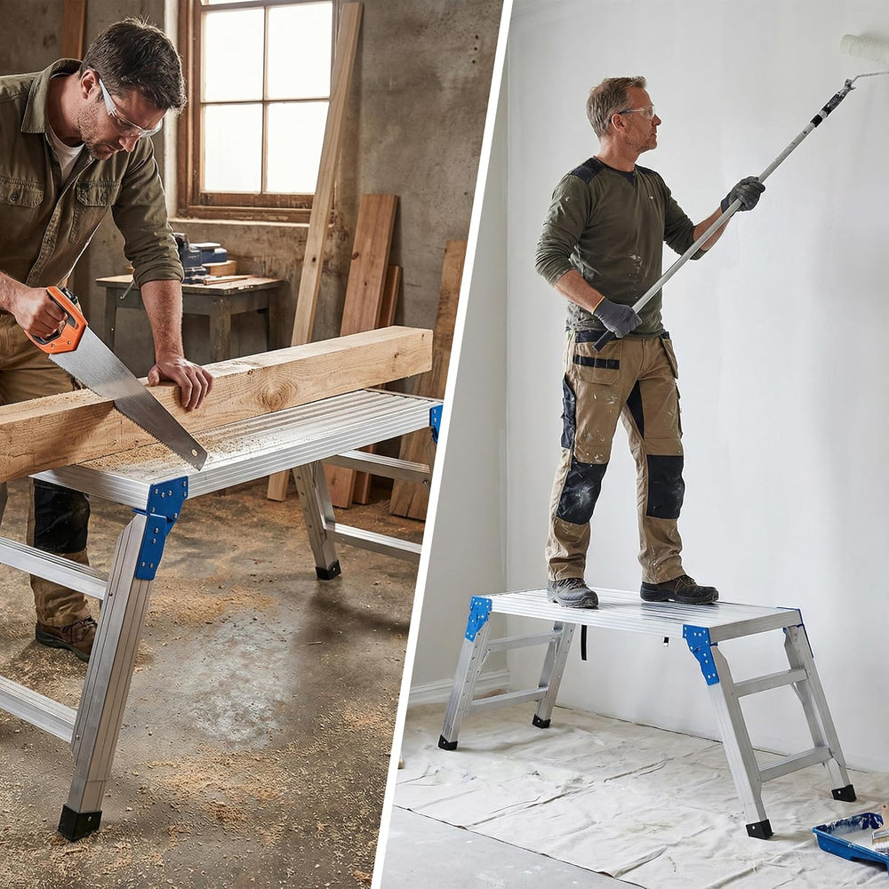 Aparecium Work Platform Height Adjustable, Portable Step Stool Ladder, Foldin...