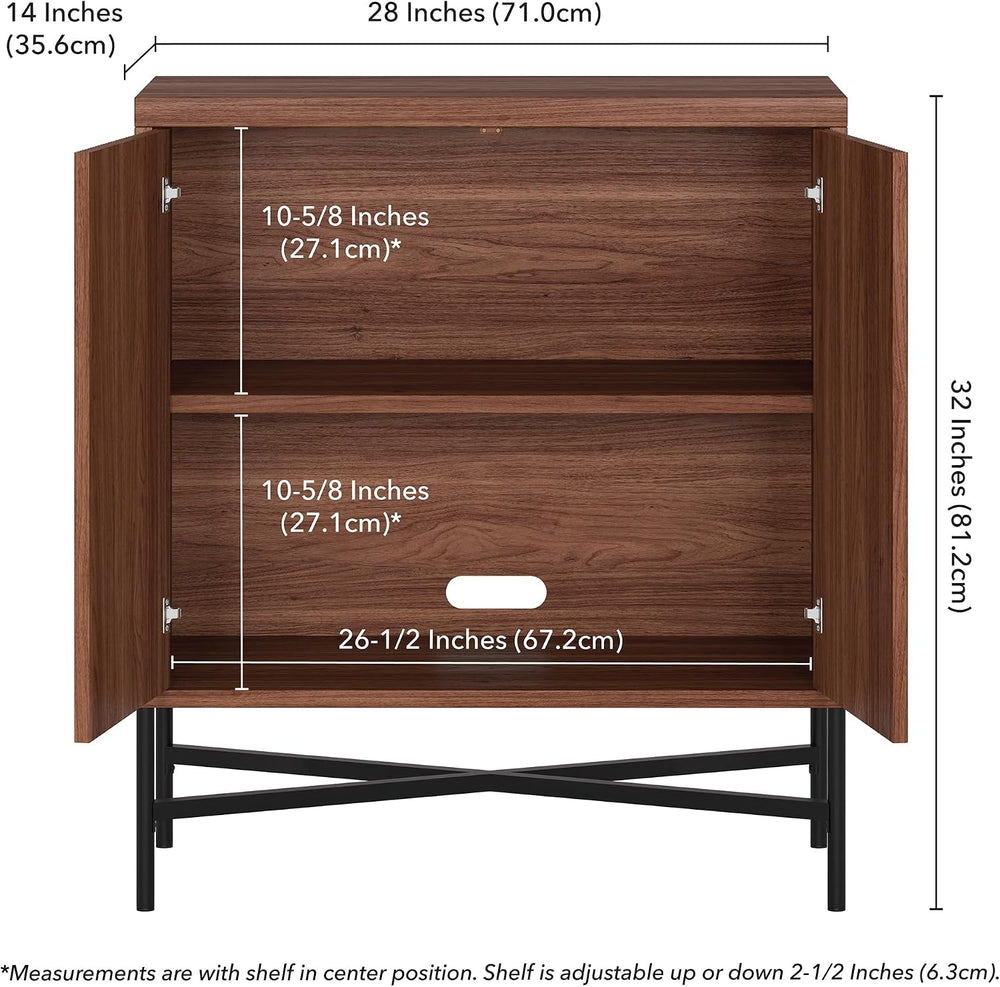 Henn&Hart 28" Fluted Accent Cabinet, Sideboard Buffet, Medium Walnut