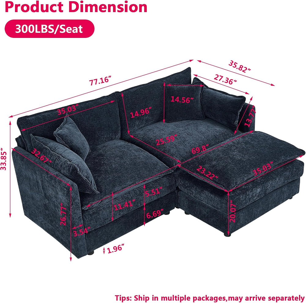 Aoowow Modular Sectional Sofa Modern Convertible Loveseat Couch,77.16 Inch De...