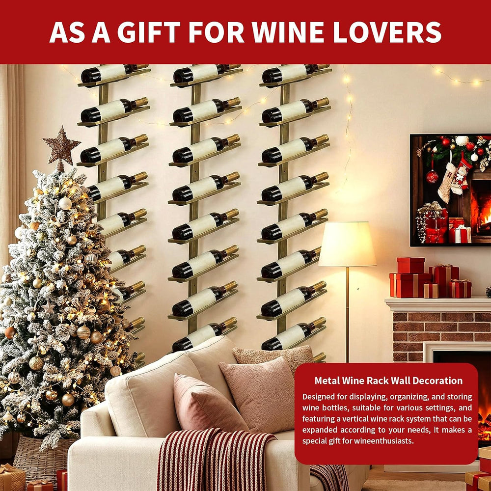 60-Bottle Wall Mounted Wine Rack, 5 Pack Modular Metal Wine Holder, Detachabl...