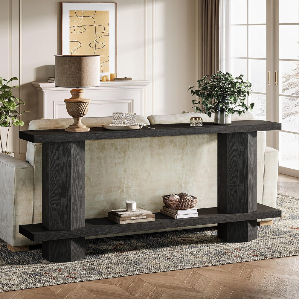 Tribesigns 71-Inch Long Console Table for Entryway, Wooden Sofa Table Behind ...
