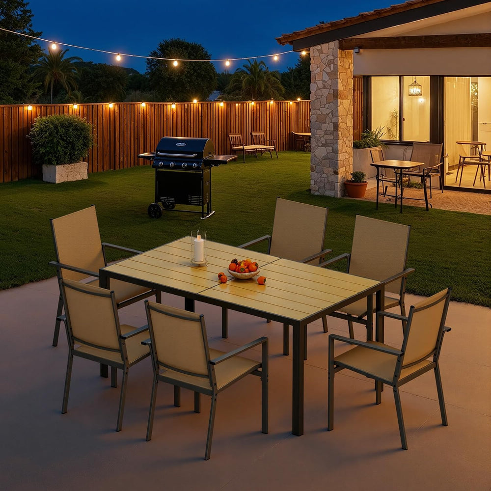 Ahomly Patio Table and Chairs Set for 6, Outdoor Dining Set
