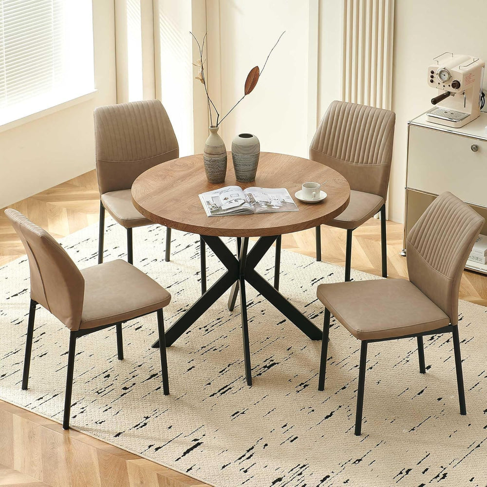 37" Round Dining Table Set for 4, Mid Century Modern Small Coffee Set fo...