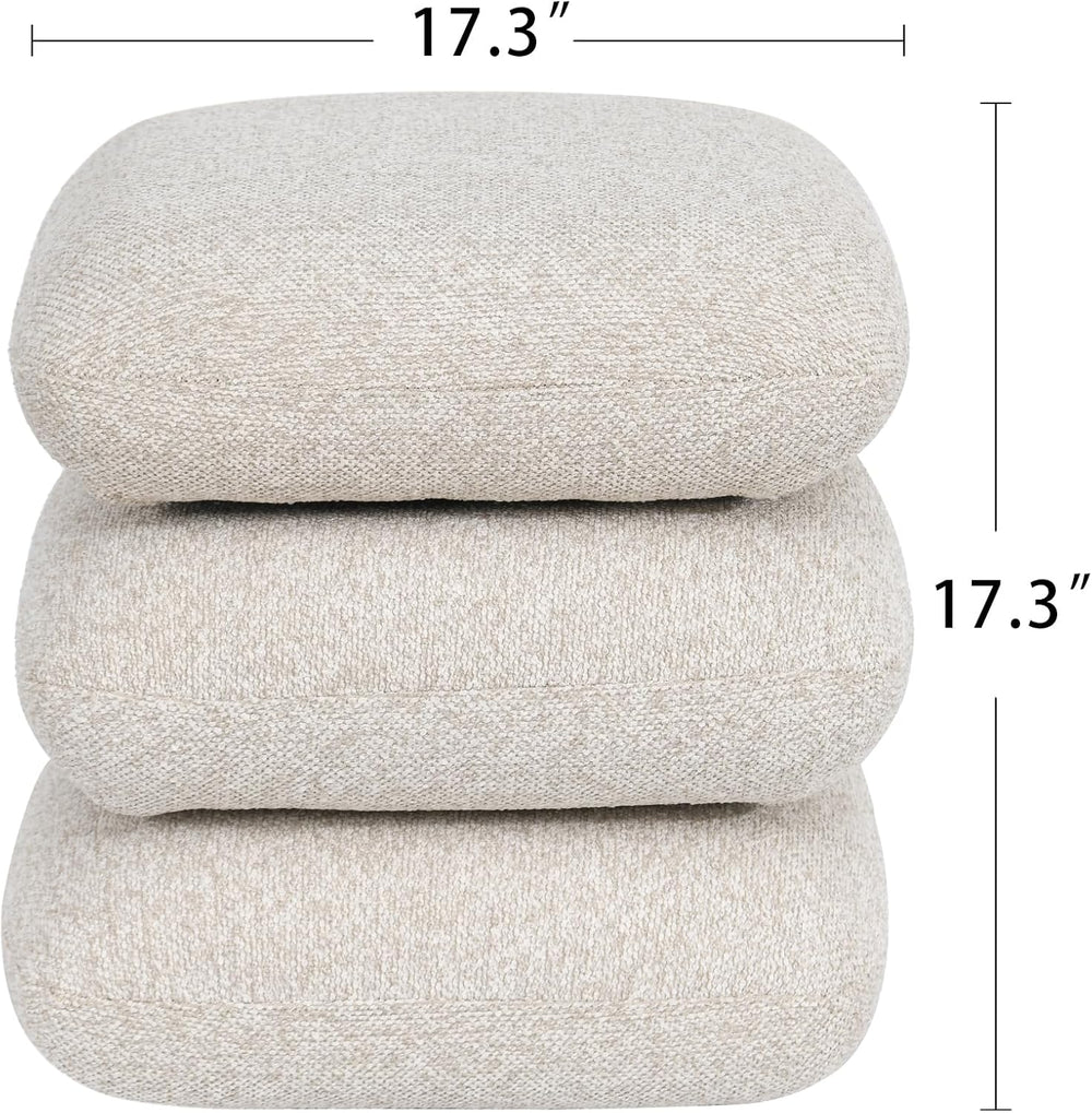 DUHOME 360°Swivel Upholstered Square Ottoman with Storage,Modern Boucle Ottom...