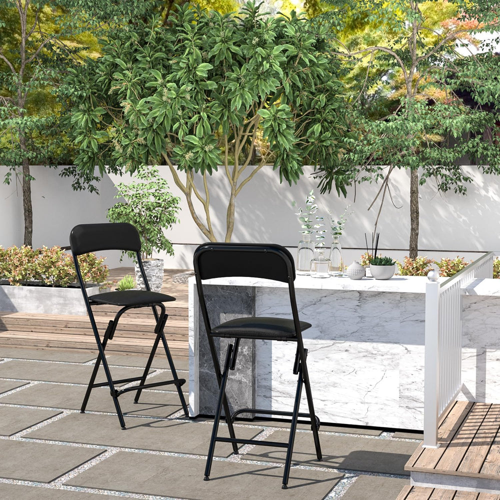 VENI HOME Folding Bar Stool with Backrest,25 Inch Leather Padded Counter Heig...