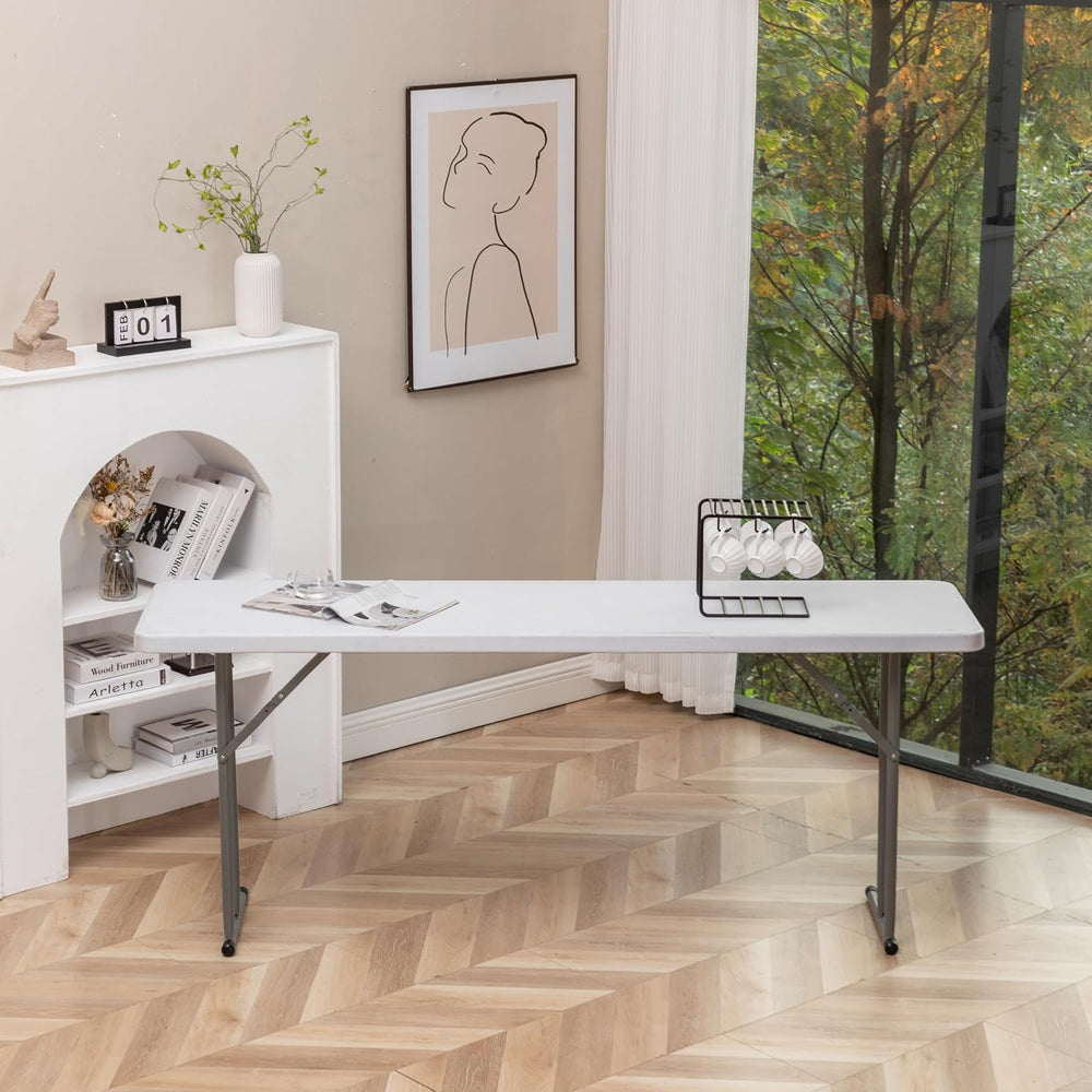 BTExpert 5-Foot Narrow Plastic Folding Training Table, 60” x 18” Portable Com...
