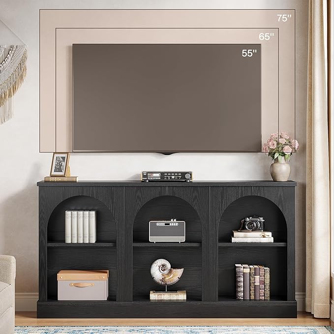 Tribesigns TV Stand for 55/60/65 Inch TV, Farmhouse Entertainment Center with...