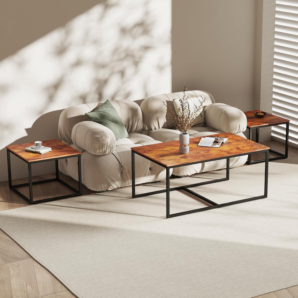 Nesting Coffee Tables,3 Piece Living Room Coffee Table,Industrial Rectangular...