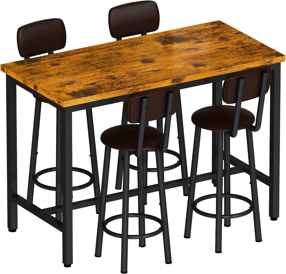 Lamerge Bar Table Set for 4 Kitchen Table and Chairs Set, Industrial Dinner T...