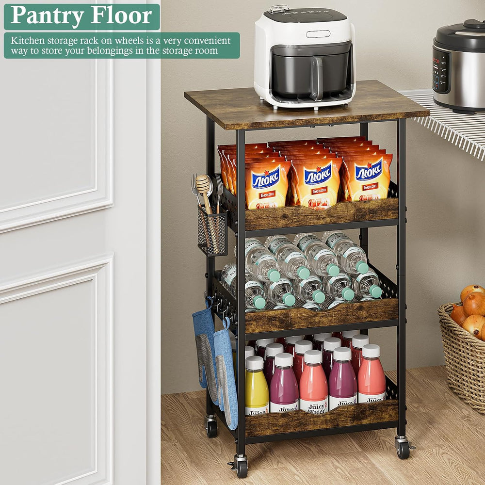 XYZLVSI Small Rolling Microwave Cart, 4 Tier Kitchen Storage Rack on Wheels |...