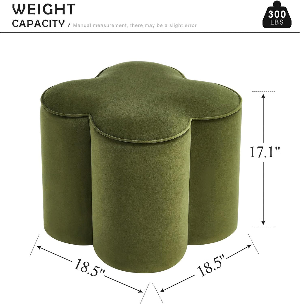 Olive Green Velvet Ottoman Set of 2, Modern Small Vanity Stool | Multi-Functi...