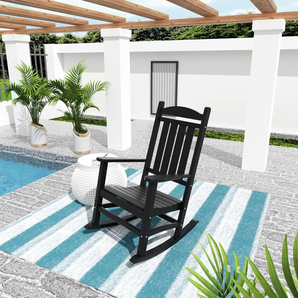 WO Home Furniture Patio Rocking Chair Farmhouse Outdoor HDPE UV Weather Resis...