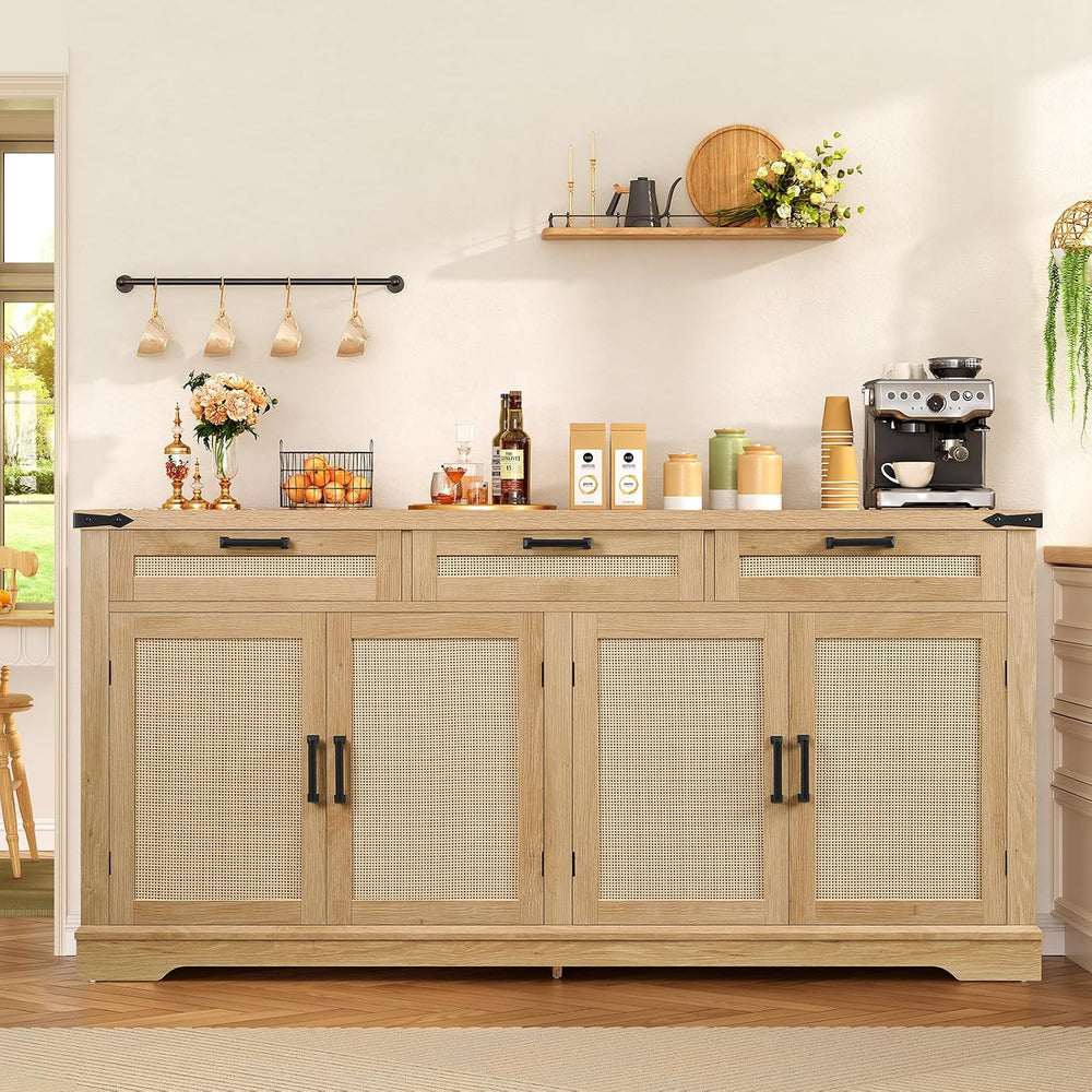 usikey 61” Large Buffet Cabinet with Storage, Sideboard Cabinet with 4 Doors ...