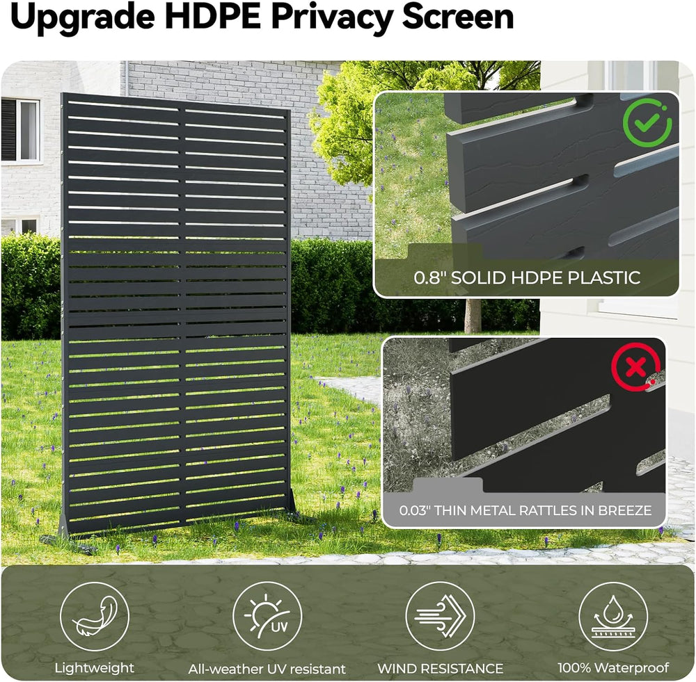 Privacy Screen Outdoor Freestanding Fence Panel with 6 Panel, 72" H×47&q...