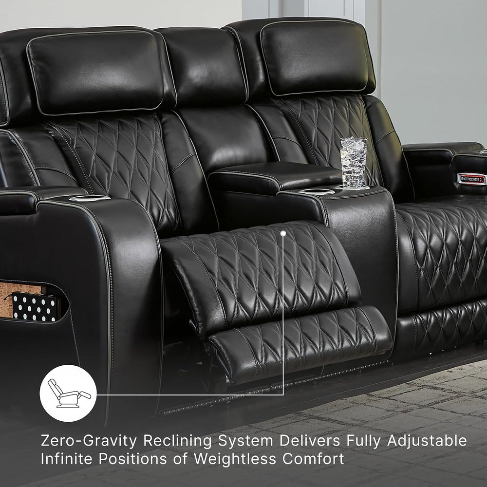 Signature Design by Ashley Boyington Power Reclining Loveseat with Console | ...