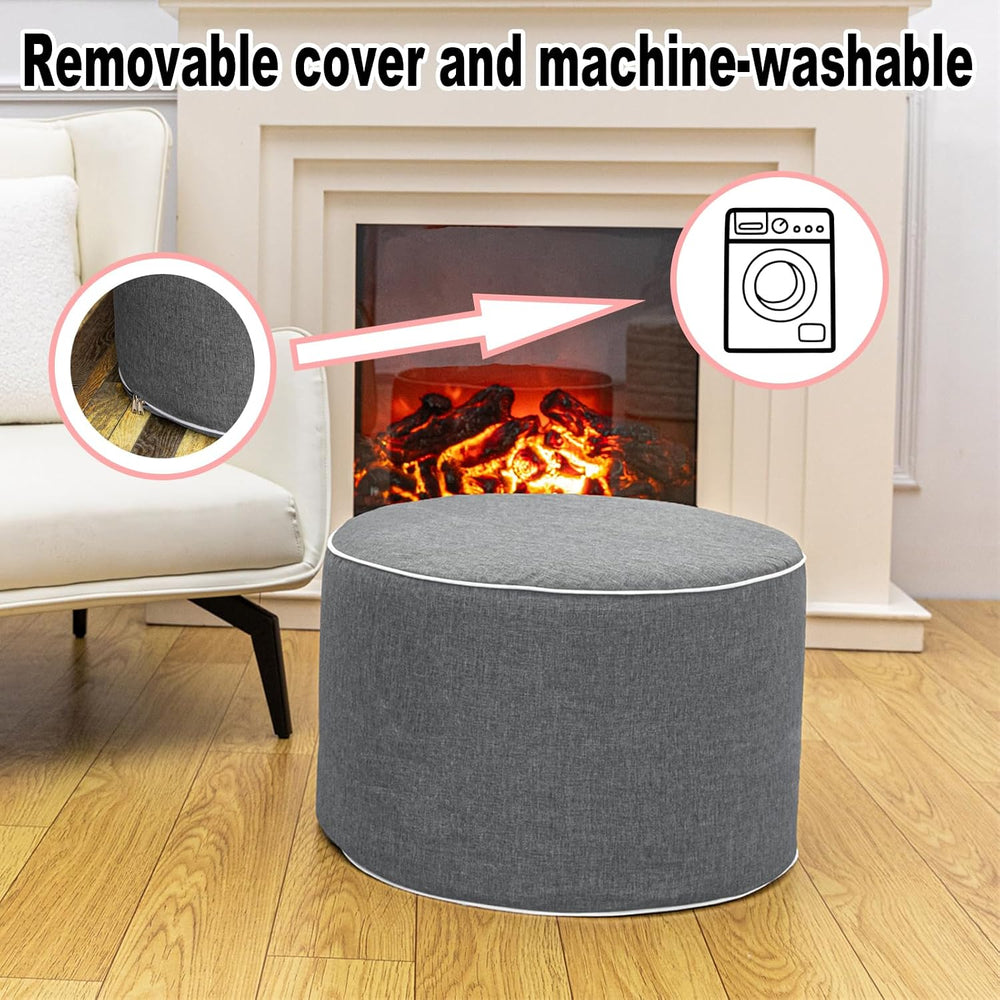 Outdoor Ottoman for Patio, Gray, Outdoor Pouf Footstool,20x12In | All-One Foa...