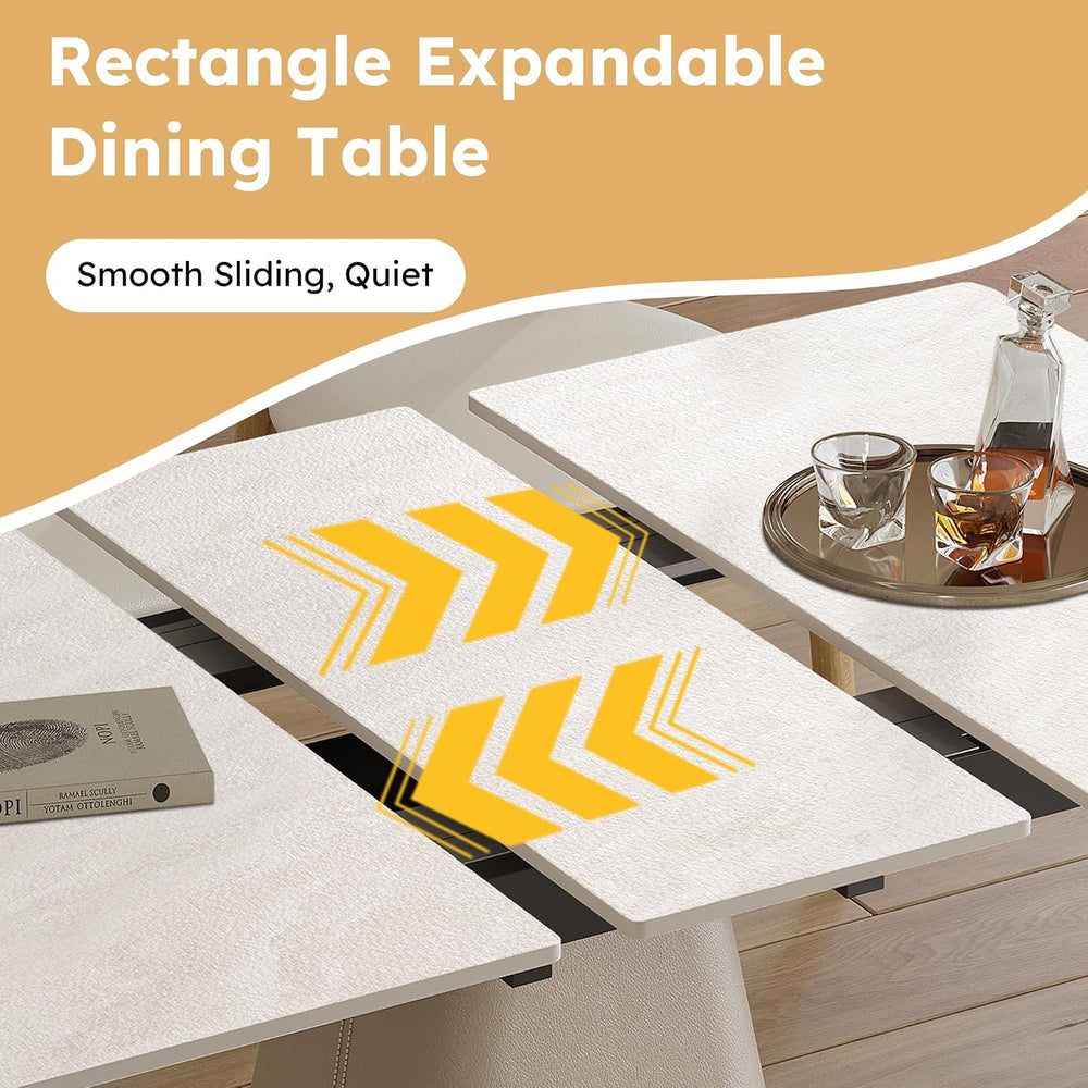 47.2" Retractable Rock Slab Folding Dining Table, Modern Expandable Kitc...