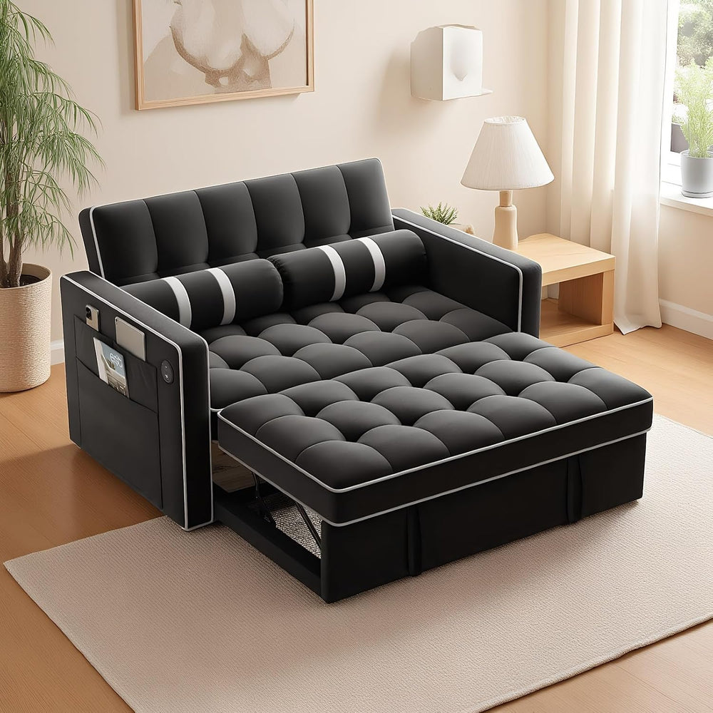 Marsail 3-in-1 Convertible Futon Sleeper Sofa Bed, Pull Out Couch with Adjust...