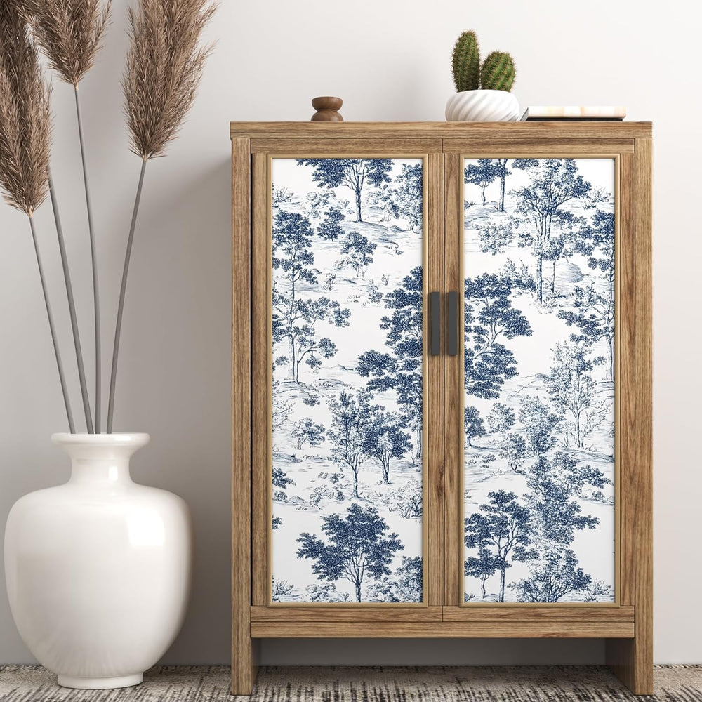 Vintage Toile de Jouy Navy Peel and Stick Wallpaper 17.5" x 787"