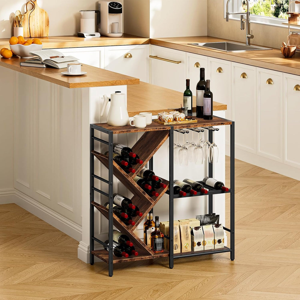 HOOBRO Liquor Bar Cabinet, Modern Liquor Cabinet with Wine Rack & Glass H...