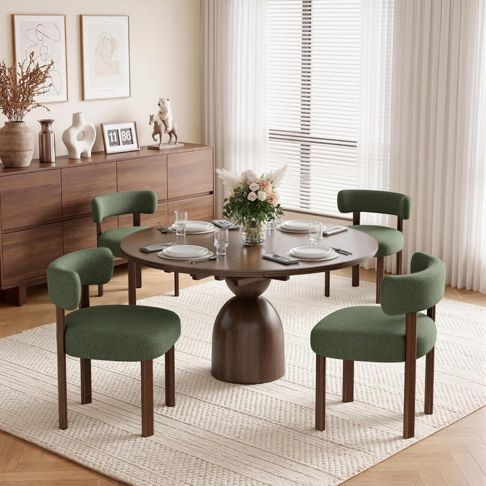 Mid-Century Modern Upholstered Dining Chairs Set of 4, Green