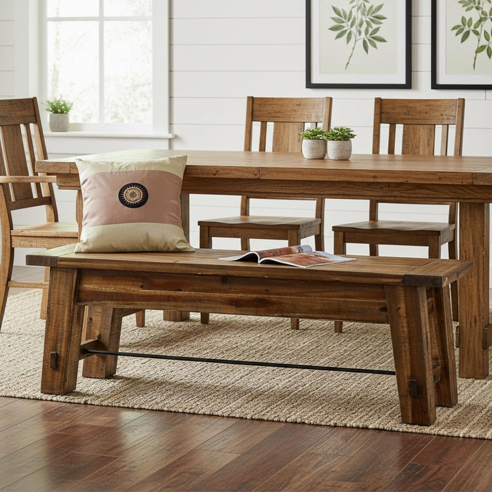 Alaterre Durango Rustic Industrial Solid Wood Entryway Bench, Natural, 60” | ...